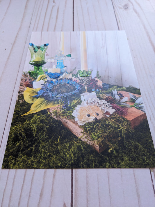 Hedgehog Lamp 5 hand detailed 5x7 print