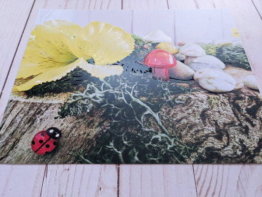 Ladybug and Mushrooms 1 hand detailed 8x10 print
