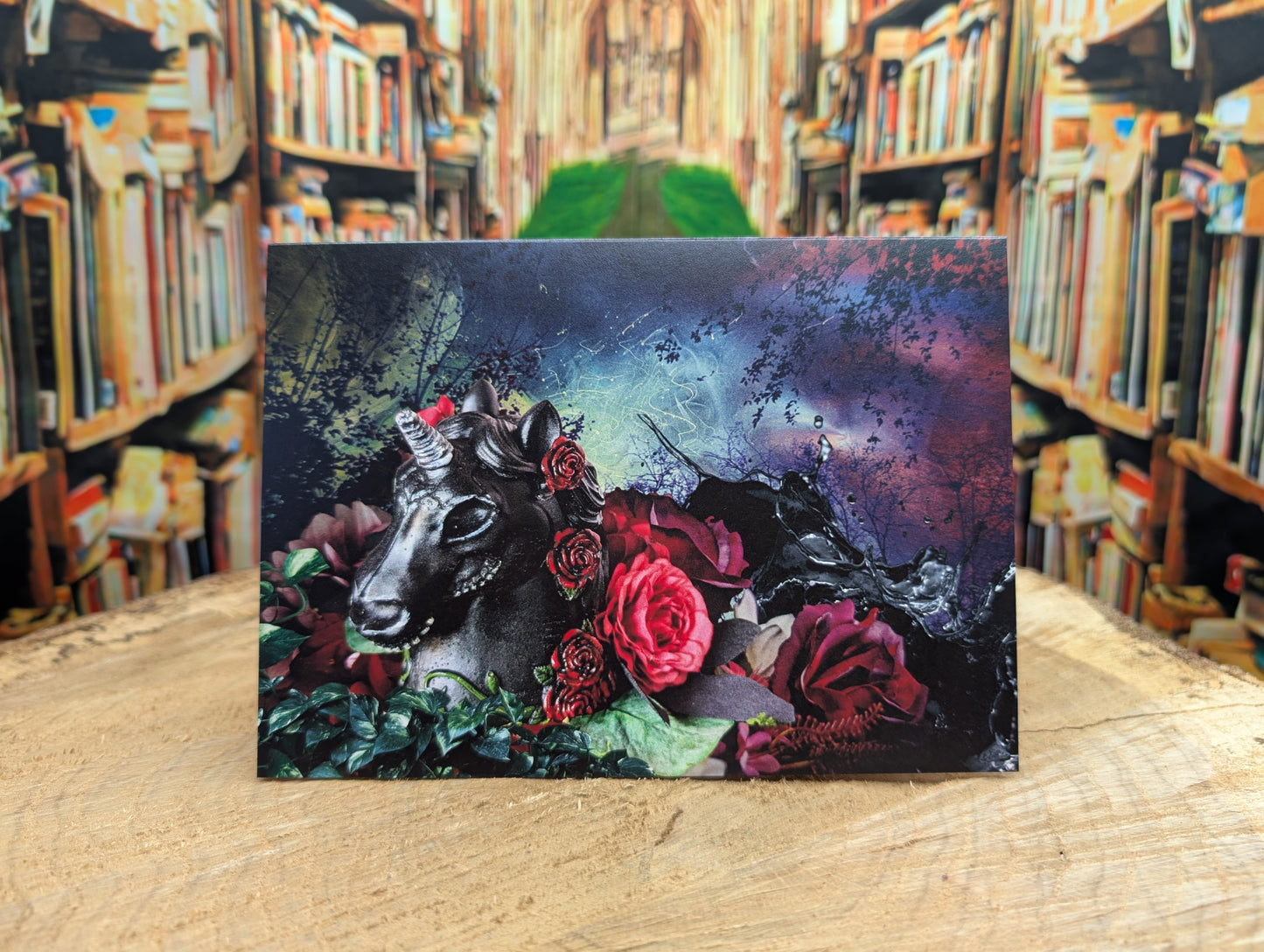 Black Undead Unicorn Customizable Greeting Card