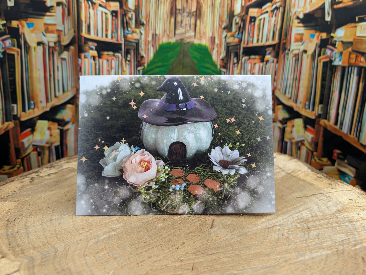 White Witch Pumpkin House Customizable Greeting Card