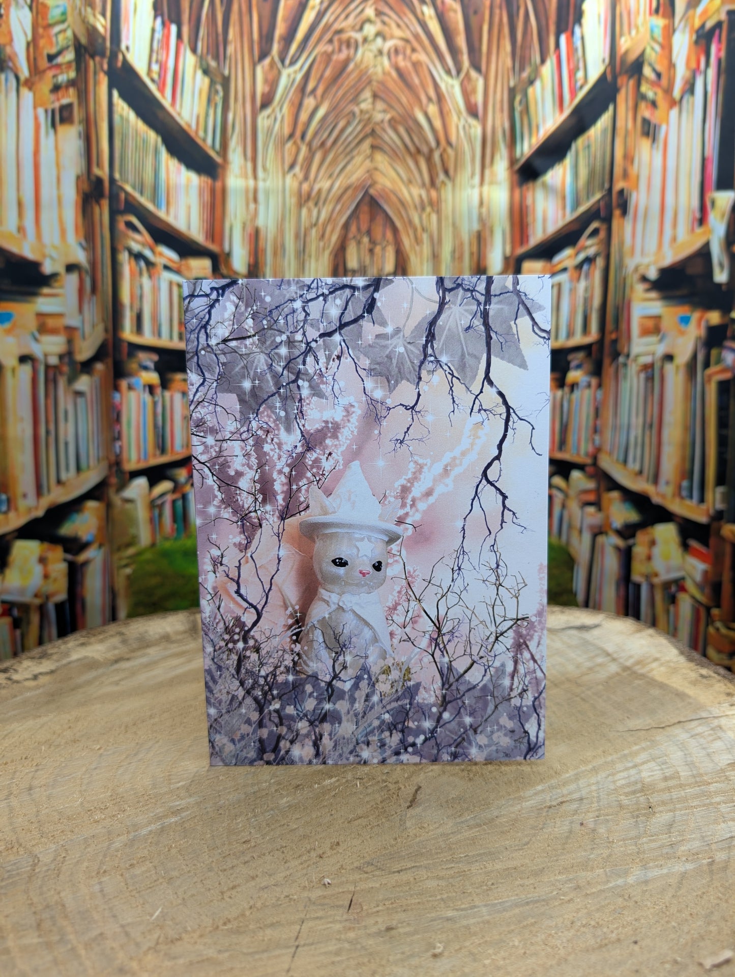 Frosted Magic Cat Customizable Greeting Card