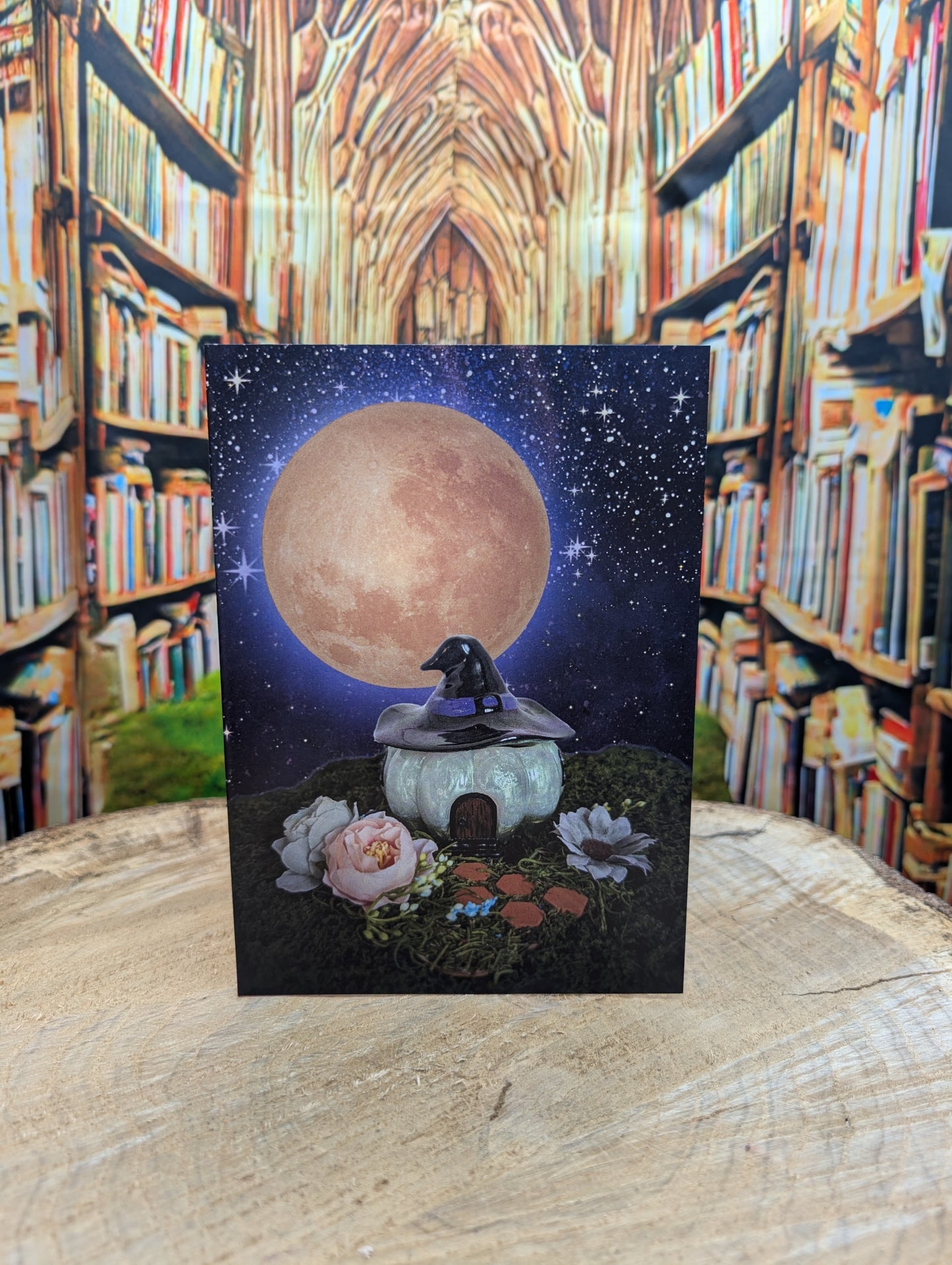 Harvest Witch Pumpkin House Customizable Greeting Card
