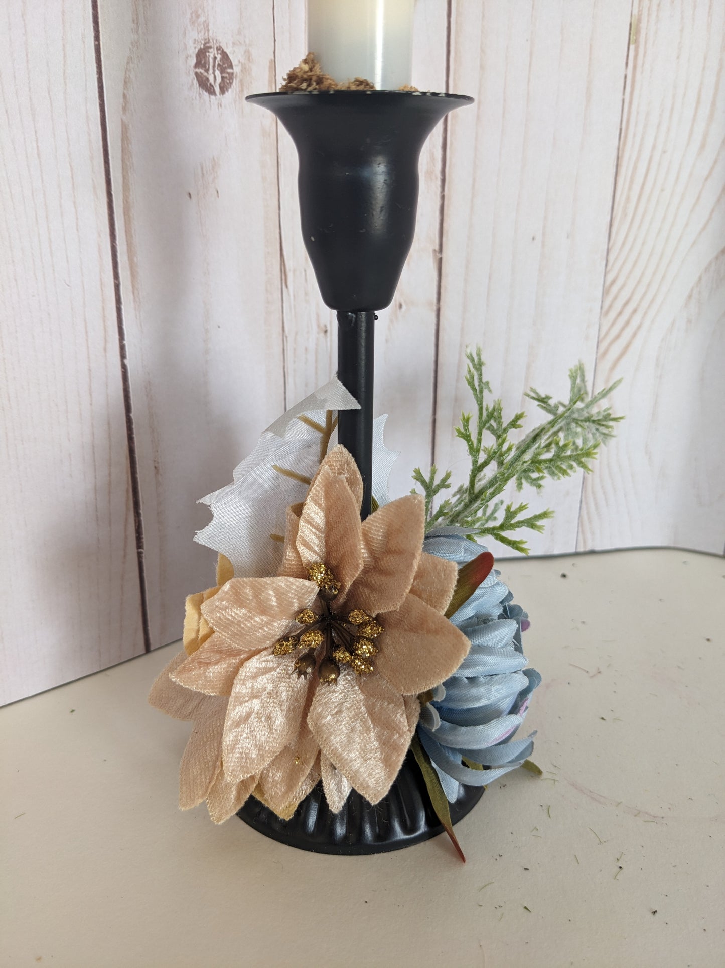 Fall to Winter Metal Candlestick