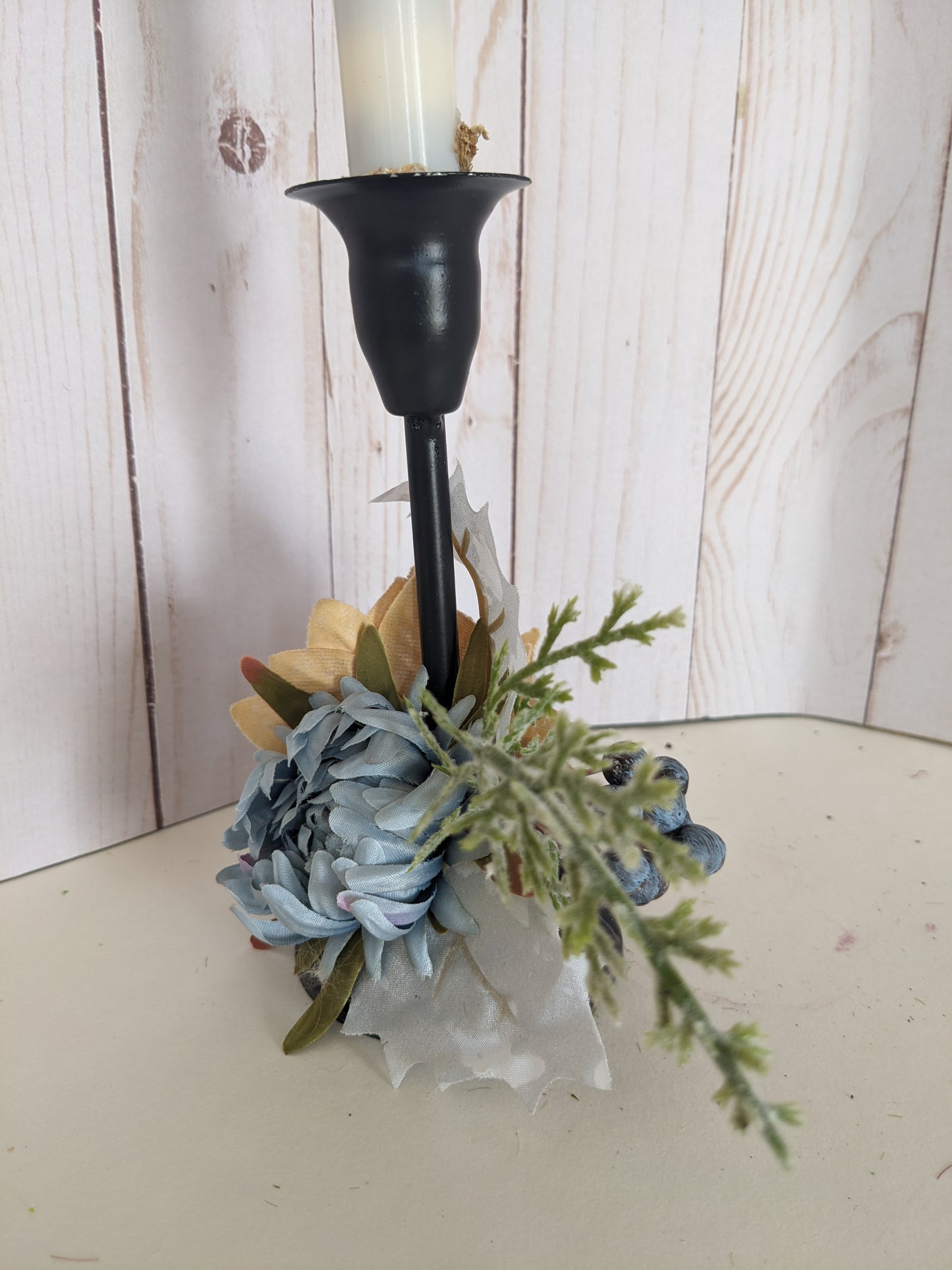 Fall to Winter Metal Candlestick