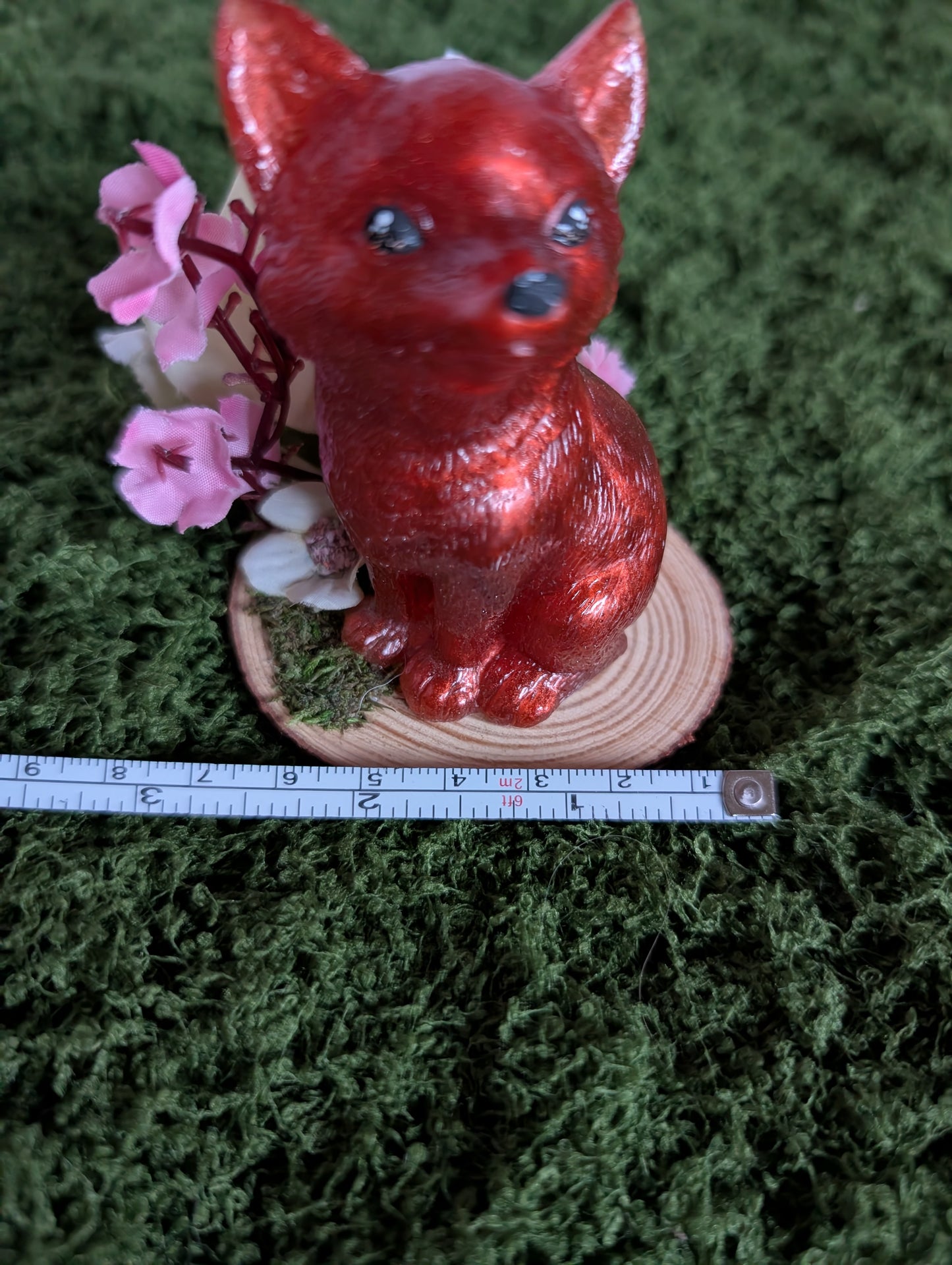 Red Brown Puppy with Pink Flowers