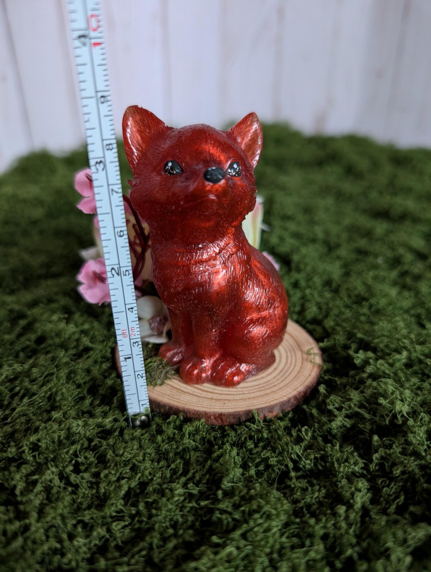 Red Brown Puppy with Pink Flowers