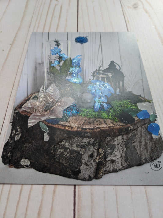 Blue Bird Garden 2 hand detailed 5x7 print