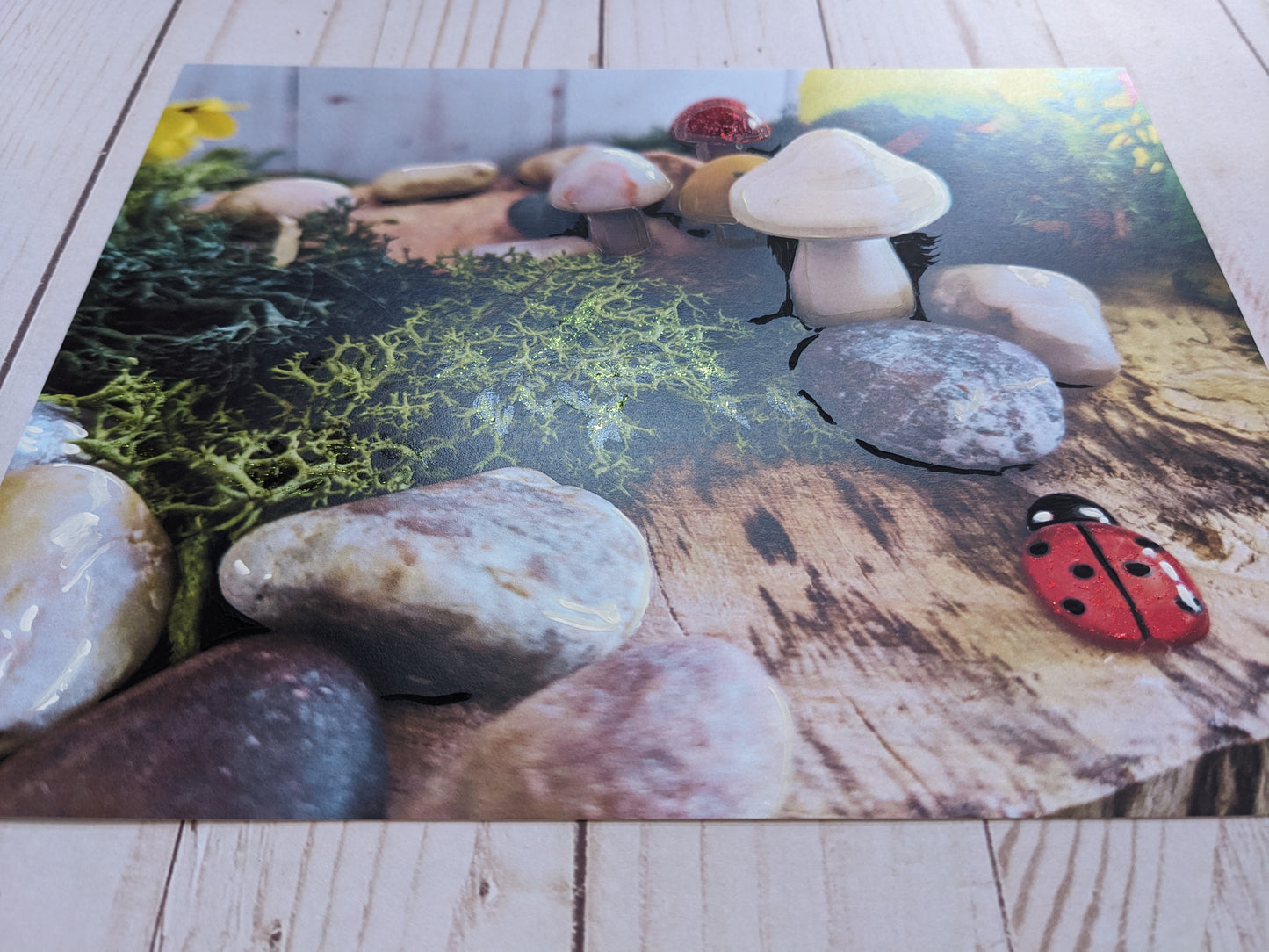 Ladybug and Mushrooms 2 hand detailed 8x10 print