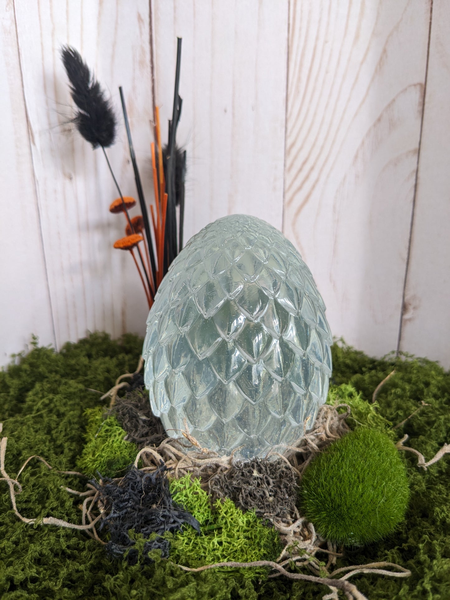 Clear Dragon Egg with Orange and Black