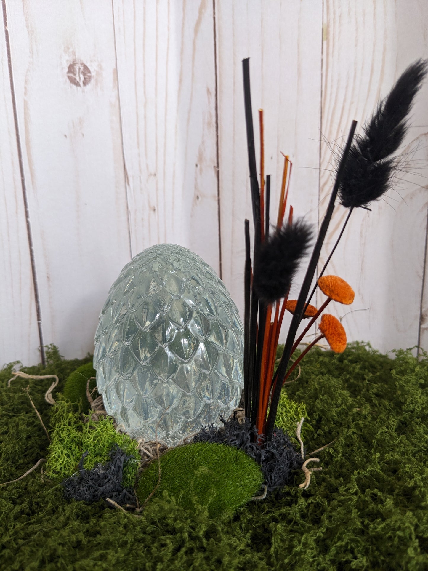 Clear Dragon Egg with Orange and Black