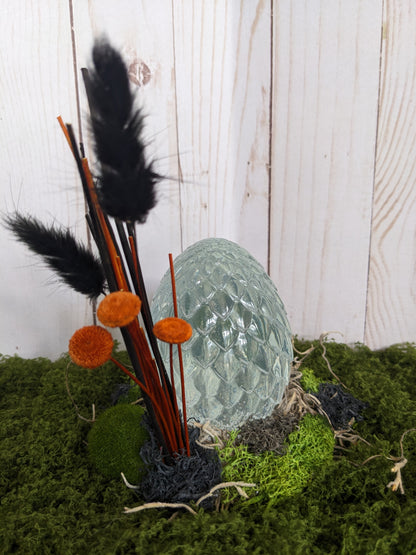 Clear Dragon Egg with Orange and Black