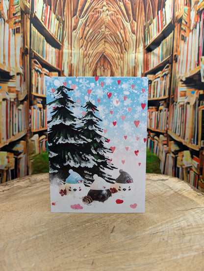 Winter Lovebirds Customizable Greeting Card