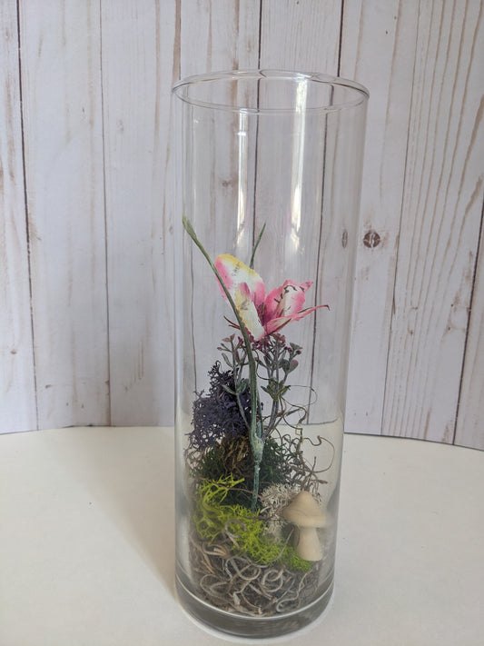 Pink Butterfly Faerie Terrarium tall