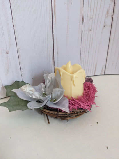 Silver Poinsettia with Candles