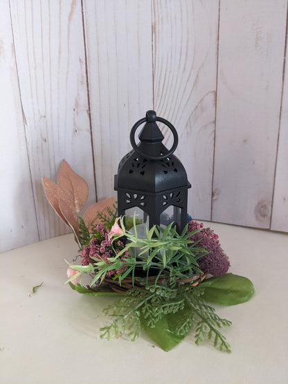 Pink Miniwreath Lantern