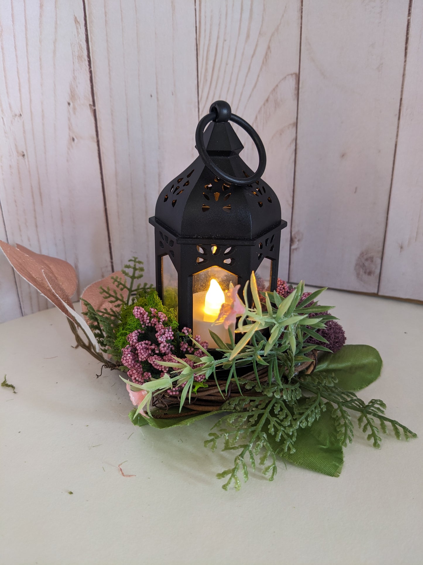 Pink Miniwreath Lantern