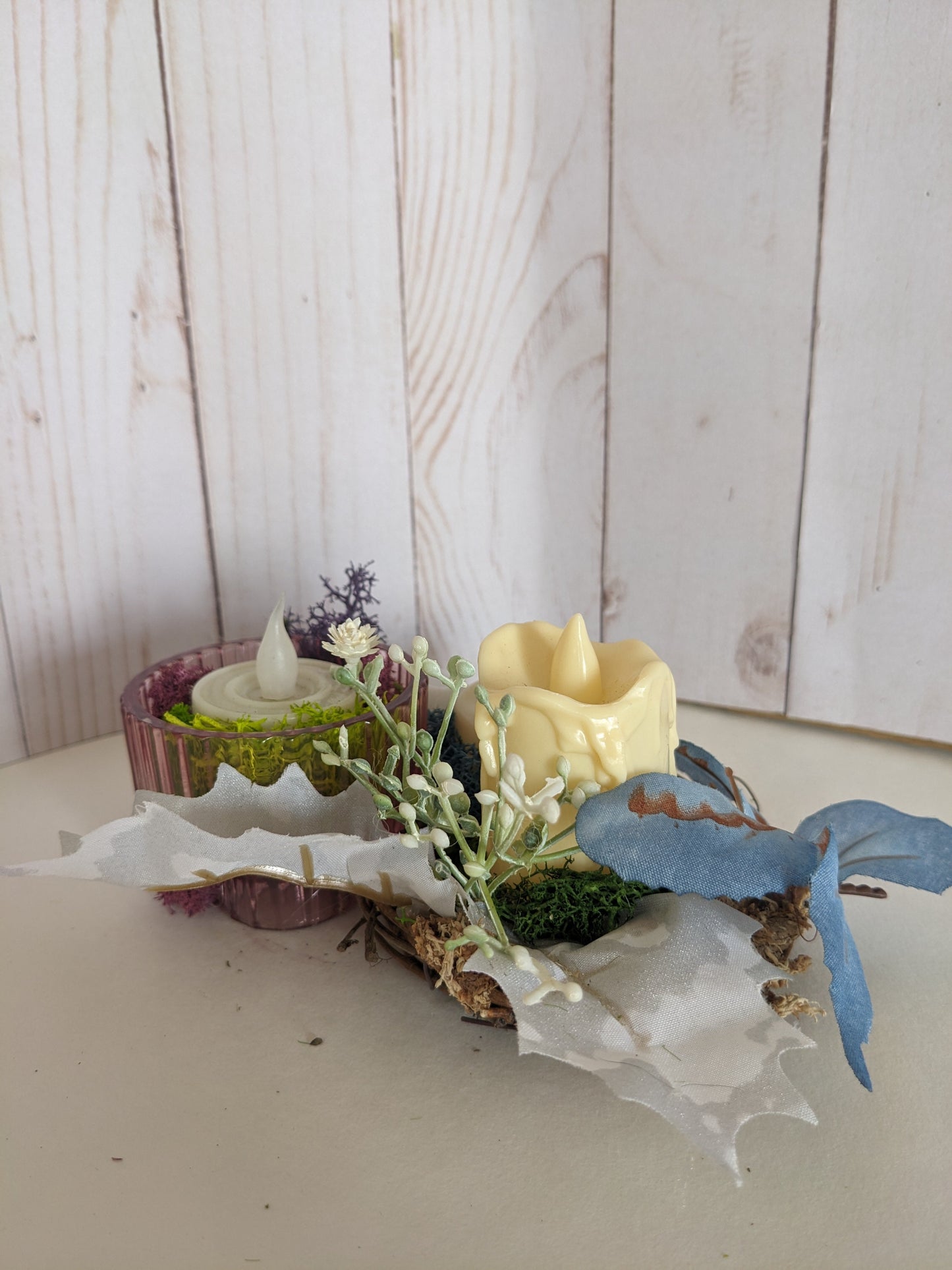 Blue Butterfly Candle Arrangement