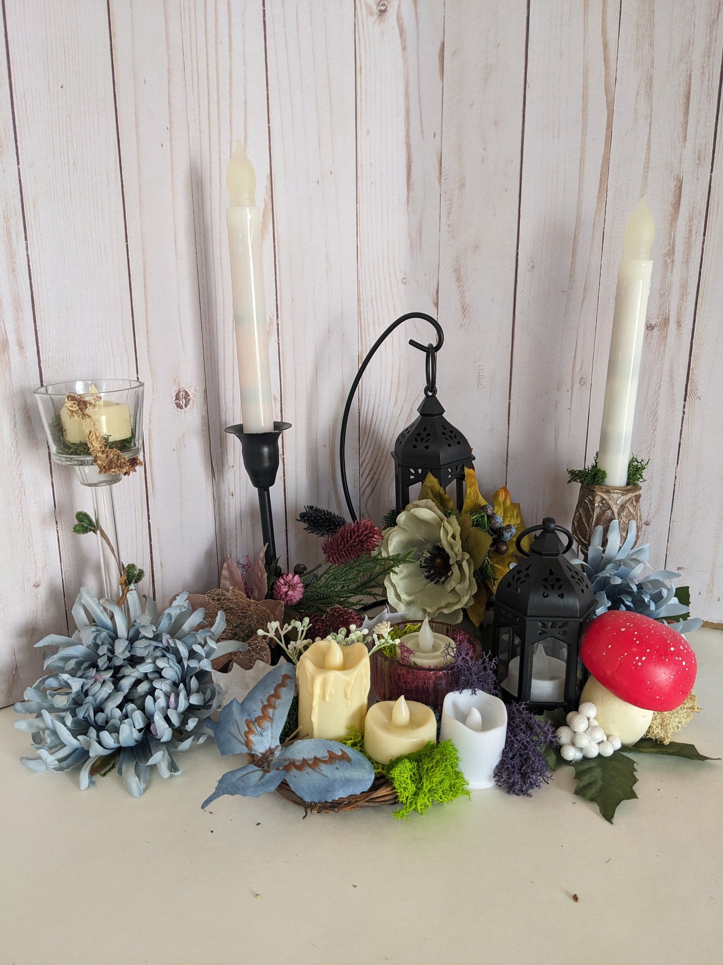 Blue Butterfly Candle Arrangement