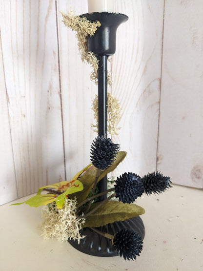 Butterfly and Thistle Metal Candlestick