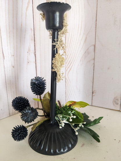 Butterfly and Thistle Metal Candlestick