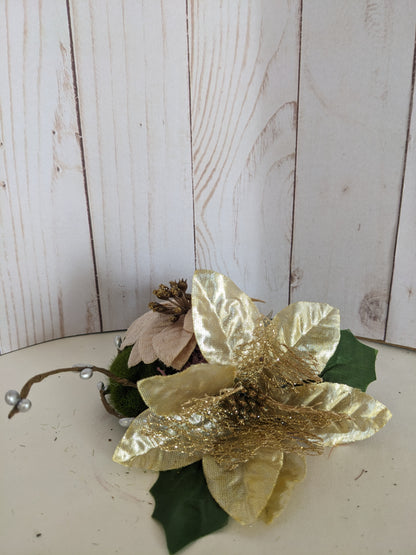 Poinsettias with Candle