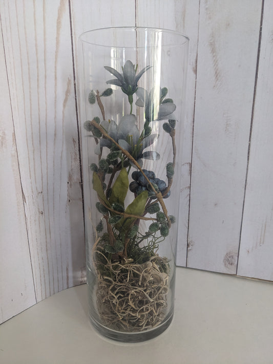 Grey Blooms Faerie Terrarium tall