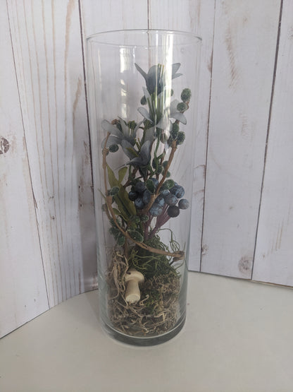 Grey Blooms Faerie Terrarium tall