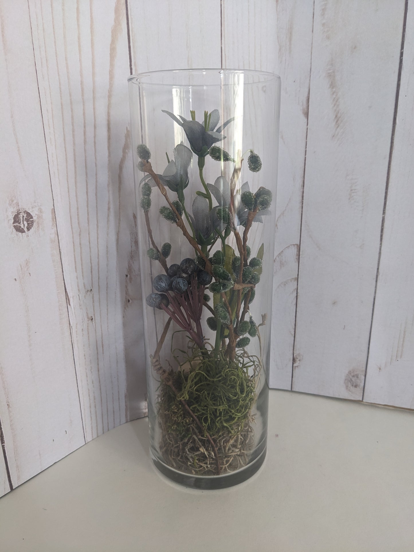 Grey Blooms Faerie Terrarium tall