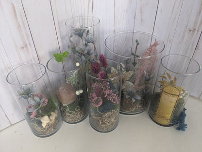 Grey Blooms Faerie Terrarium tall